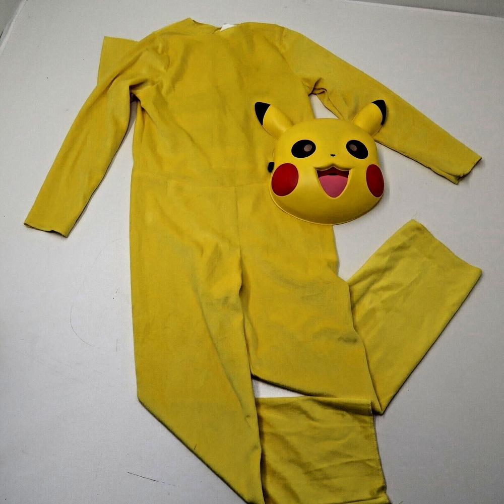 Pokemon Pikachu Kids Costume Halloween‎ Jumpsuit Mask Medium 7-8